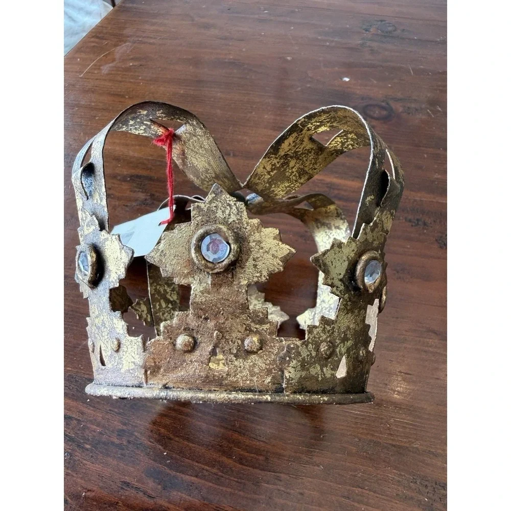 Dr. Livingstone I Presume Brass Ornate Brass‎ Royal Crown Rhinestone Home Decor
